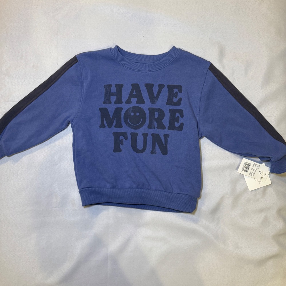 Grayson Mini Kids Blue Have More Fun‎ Smiley Face Super Soft Sweatshirt Size 4T